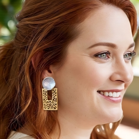 🆕️18K Gold Plated Exclusive Artisan Turkish Statement Earrings ✨ Bold & Elegant - Picture 6 of 15